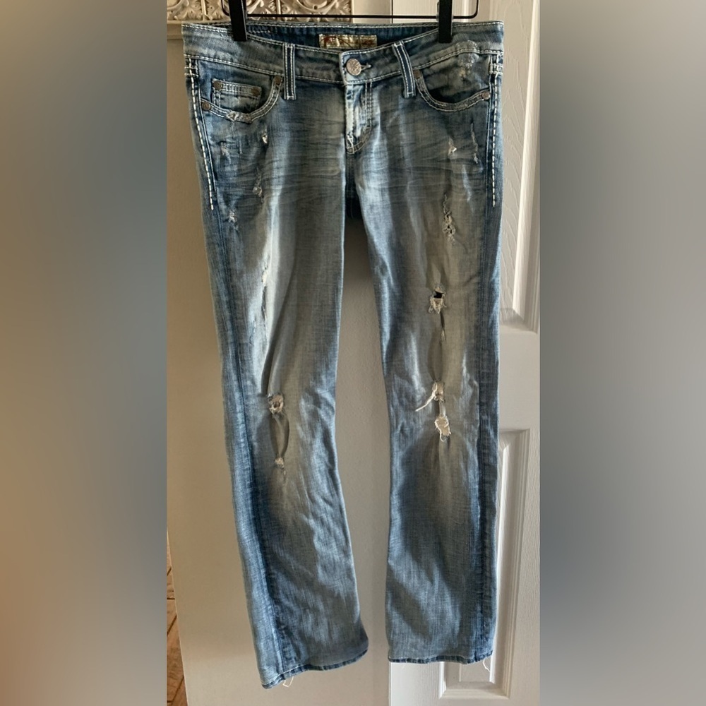 BKE Light Stella Slim Bootcut Distressed Stretch Jeans - 27 x 35 1/2